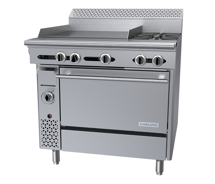 C36-2-1 Garland Cuisine 36" Combination Griddle/Open Burner Ranges with Thermostat Control